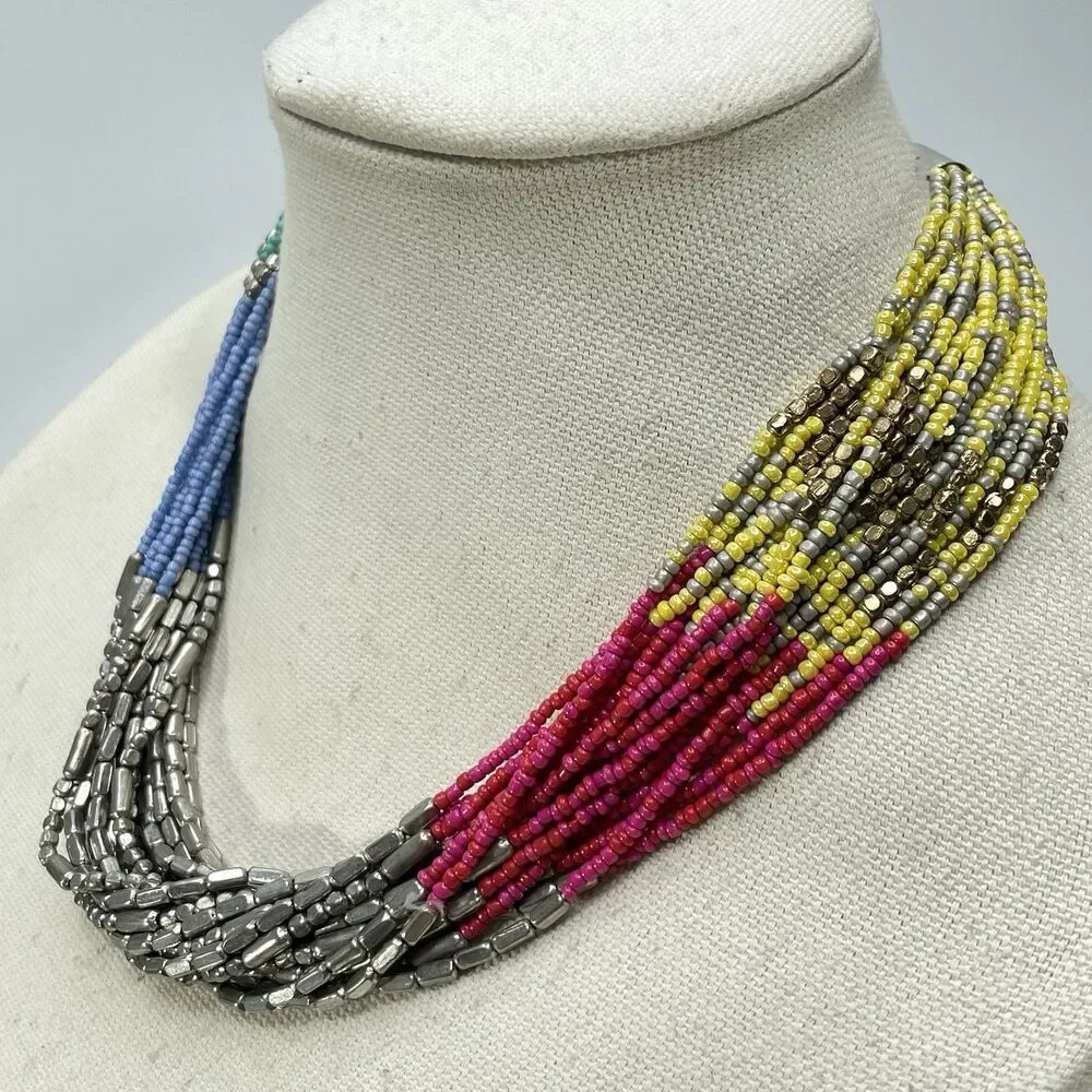Stunning Kenneth Cole Statement Piece Necklace Colorful Beaded Bold Necklace